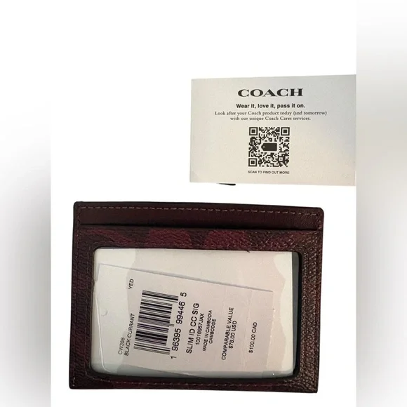 Coach Black currant slim ID CC Card Holder NWT - Picture 2 of 5